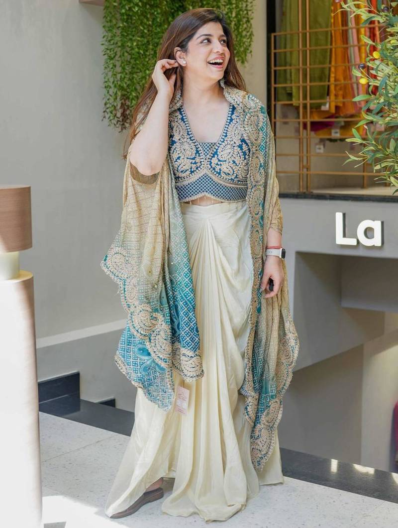 cream silk blend plain festive lehenga choli