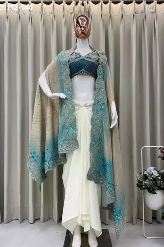 cream silk blend plain festive lehenga choli