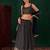 navy blue georgette embroidered wedding lehenga choli