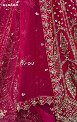 pink silk blend embroidered bridal lehenga choli 4