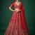 red silk blend embroidered bridal lehenga choli