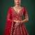 red silk blend embroidered bridal lehenga choli