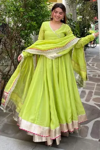 lime silk blend lace work festive lehenga choli
