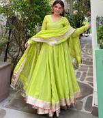 lime silk blend lace work festive lehenga choli