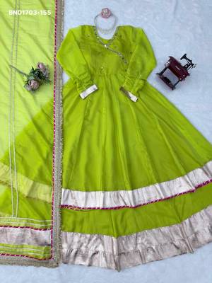 lime silk blend lace work festive lehenga choli 2