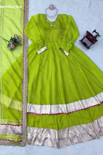 lime silk blend lace work festive lehenga choli