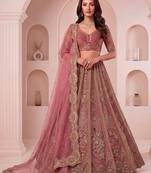 pink net embroidered wedding lehenga choli