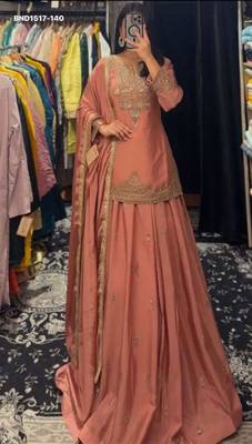 pink silk blend embroidered festive lehenga choli 1