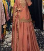 pink silk blend embroidered festive lehenga choli