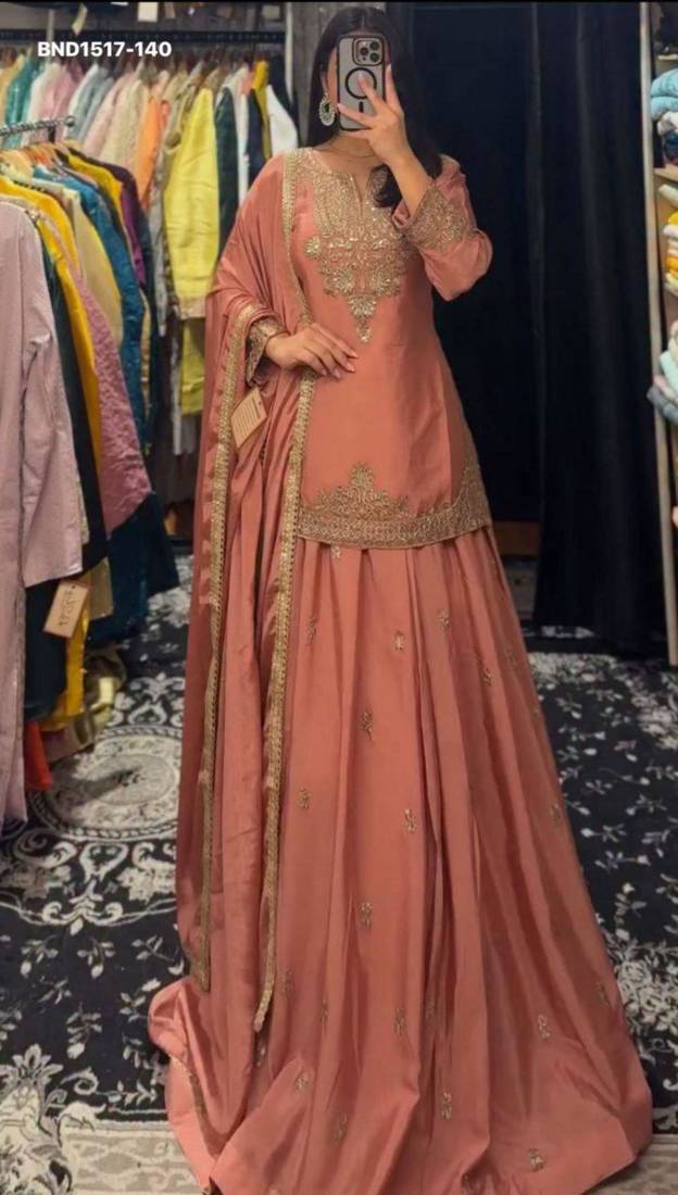 pink silk blend embroidered festive lehenga choli