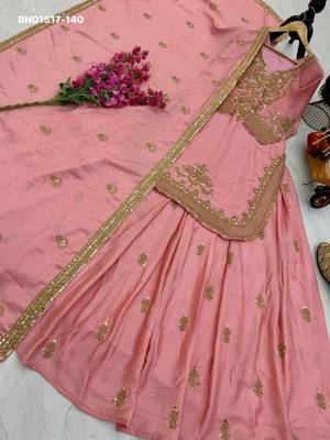 pink silk blend embroidered festive lehenga choli 2