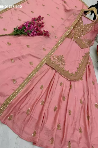 pink silk blend embroidered festive lehenga choli