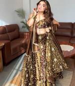 bronze silk blend embroidered festive lehenga choli