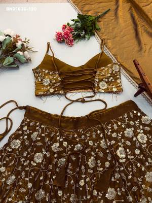 bronze silk blend embroidered festive lehenga choli 2