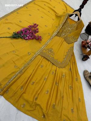 yellow silk blend embroidered festive lehenga choli 3