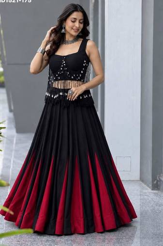 black cotton poly plain festive lehenga choli