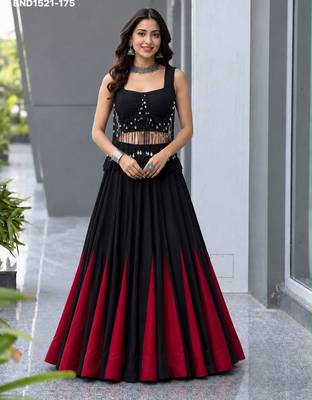 black cotton poly plain festive lehenga choli 2