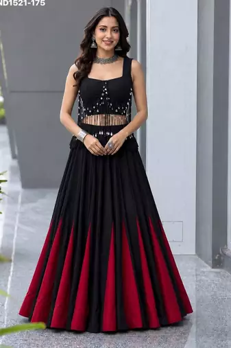 black cotton poly plain festive lehenga choli
