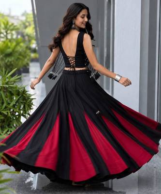 black cotton poly plain festive lehenga choli 3