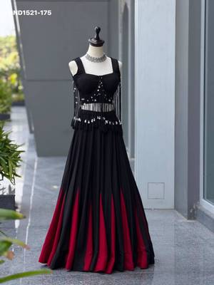 black cotton poly plain festive lehenga choli 4