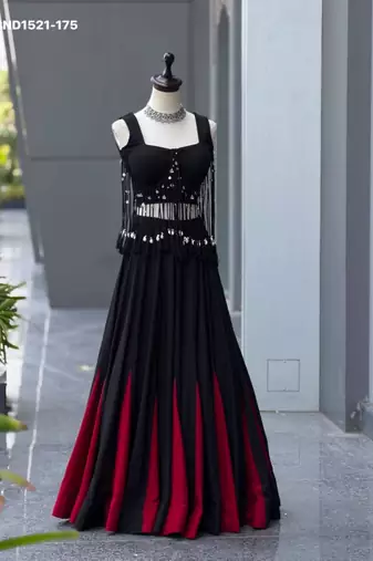 black cotton poly plain festive lehenga choli