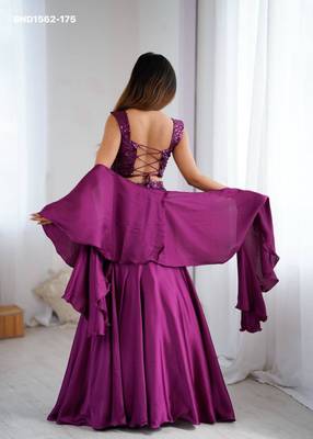 wine crepe embroidered festive lehenga choli 2