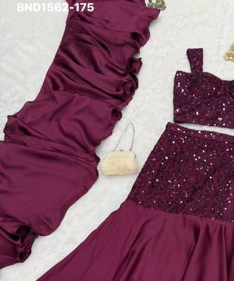 wine crepe embroidered festive lehenga choli 3