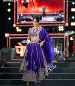 royal blue silk blend embroidered wedding lehenga choli