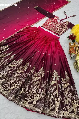 rani pink silk blend embroidered festive lehenga choli