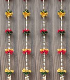 decorative fabric bead hanging with fabric gajra for home decor pack of 4