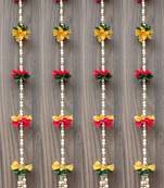 decorative fabric bead hanging with fabric gajra for home decor pack of 4