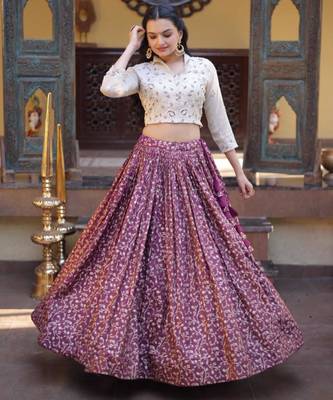 purple jacquard woven festive lehenga choli 1