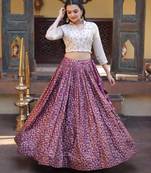 purple jacquard woven festive lehenga choli
