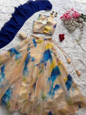 multicolor organza printed festive lehenga choli 3
