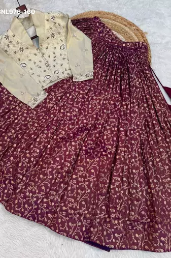 purple jacquard woven festive lehenga choli