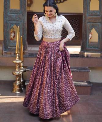 purple jacquard woven festive lehenga choli 4