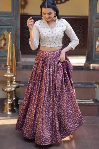 purple jacquard woven festive lehenga choli
