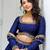 navy blue silk blend embroidered wedding lehenga choli