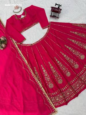 rani pink silk blend embroidered wedding lehenga choli 3