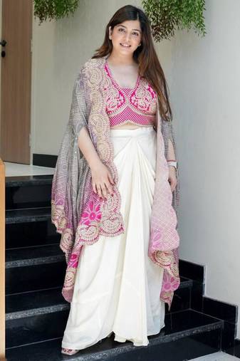 off white crepe plain festive lehenga choli