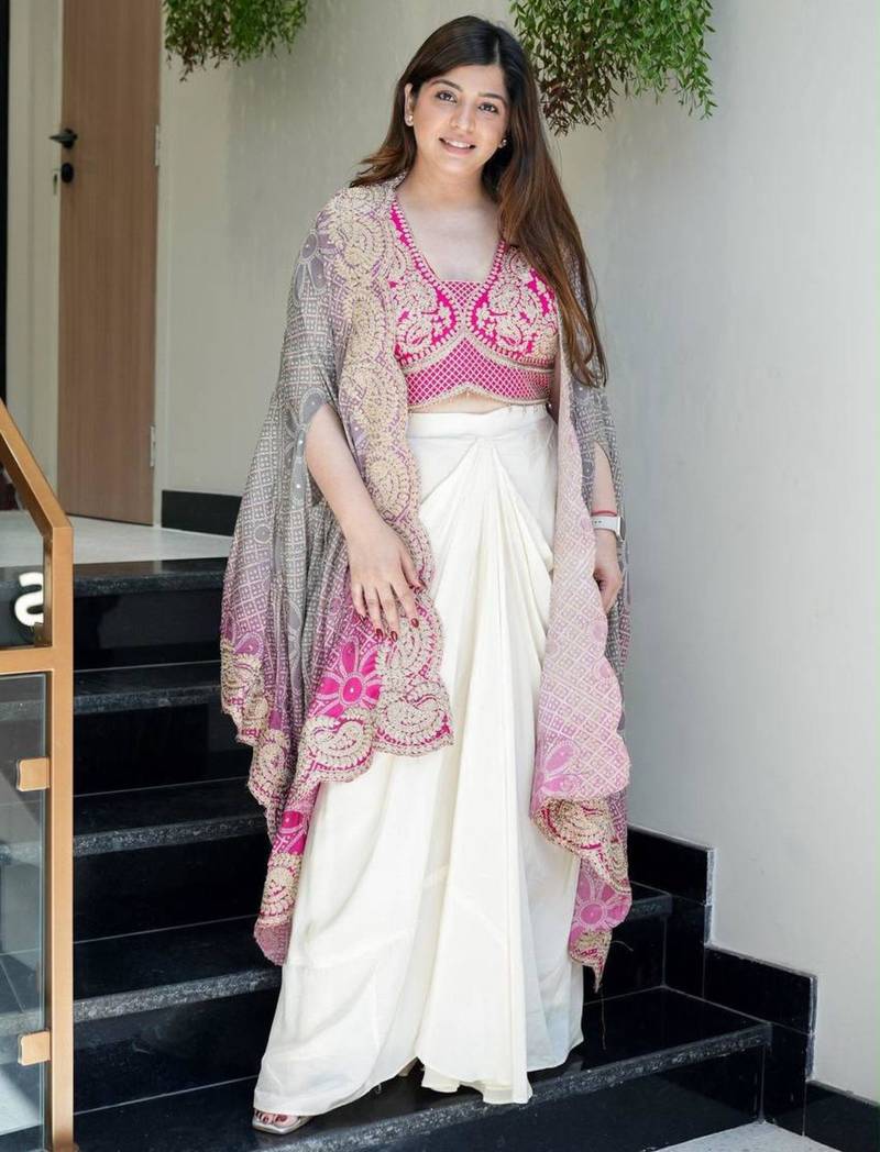 off white crepe plain festive lehenga choli