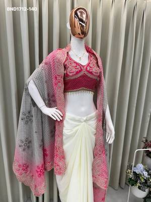 off white crepe plain festive lehenga choli 3