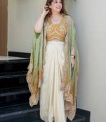 off white crepe plain festive lehenga choli