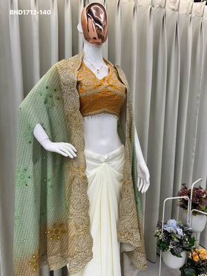 off white crepe plain festive lehenga choli 4