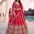 red silk blend embroidered bridal lehenga choli