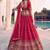 red silk blend embroidered bridal lehenga choli