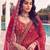 red silk blend embroidered bridal lehenga choli