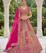 multicolor silk blend embroidered bridal lehenga choli