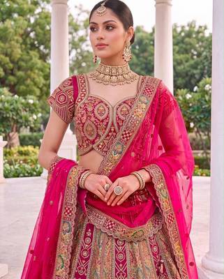 multicolor silk blend embroidered bridal lehenga choli 2