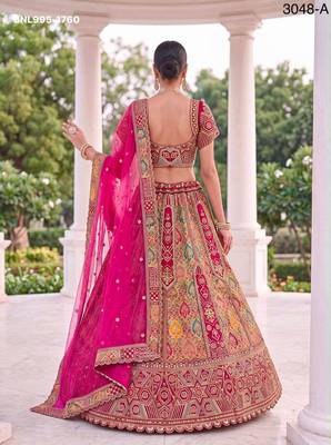 multicolor silk blend embroidered bridal lehenga choli 3